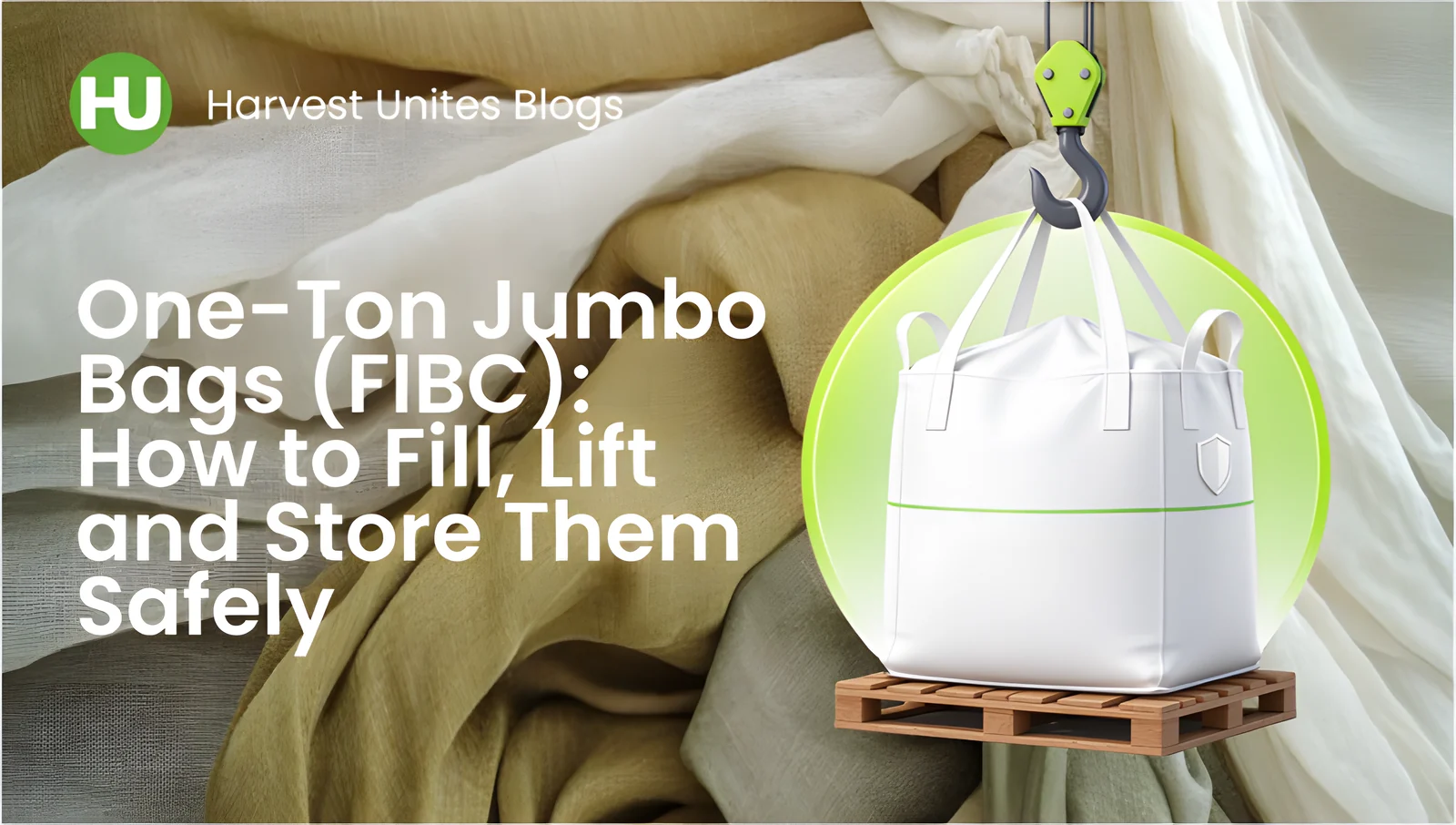 Filled white one-ton jumbo bags with lifting loops stacked on pallets in a Malaysian warehouse